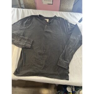 Alpha Beta Long Sleeve Henley 1/4 Button Shirt Men's Xlarge Charcoal 461